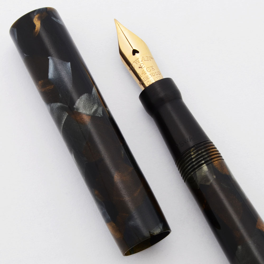 Mabie Todd Swan Minor SM1/57 (1930s) - Blue and Bronze Marble